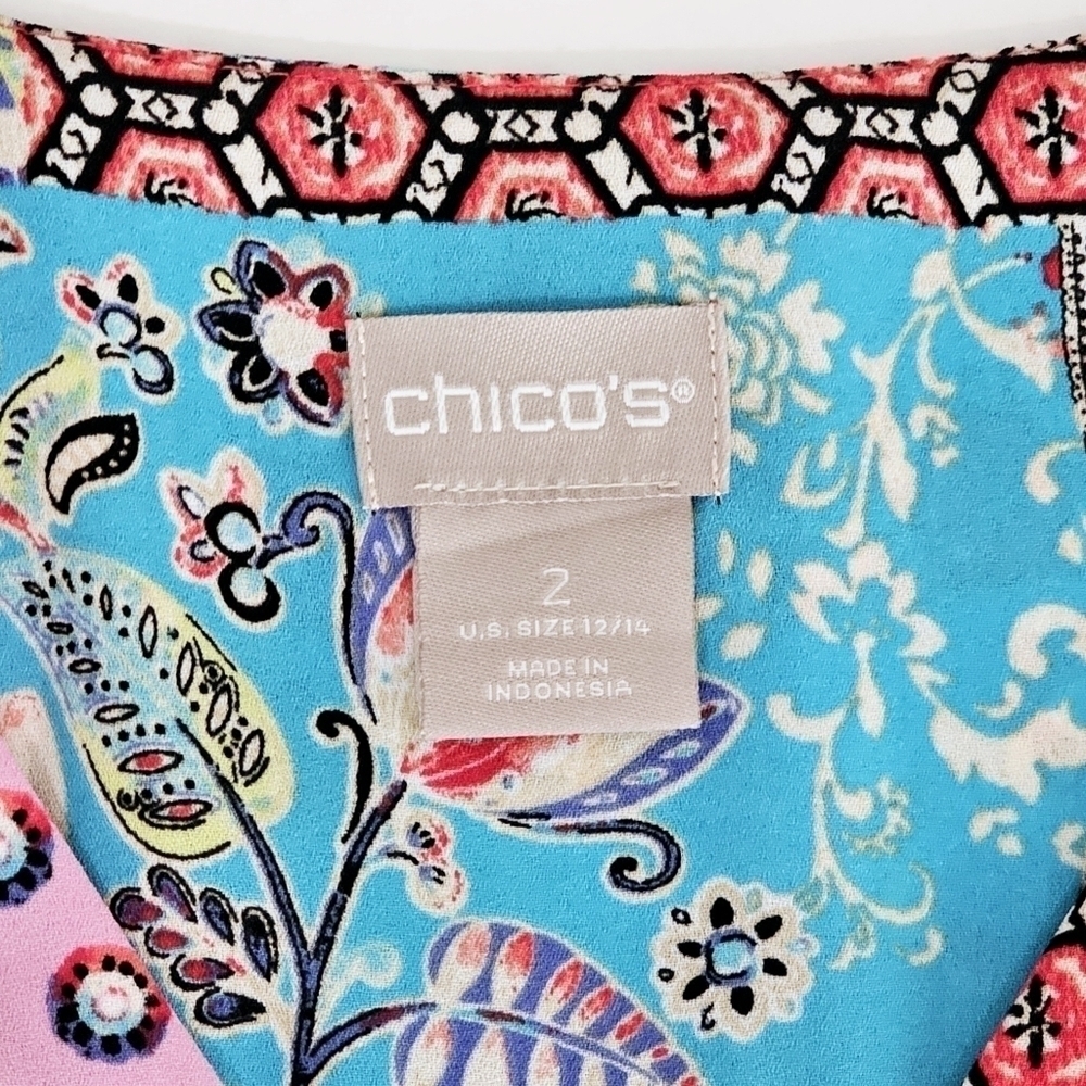 Chico's Patchwork Peplum Floral Flutter Sleeve Bu… - image 13